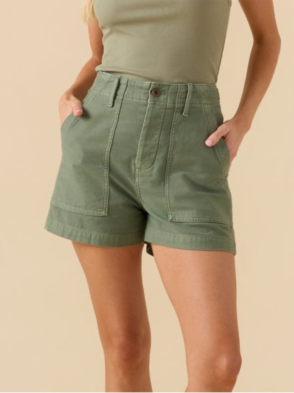 Outerknown Olive Green Organic Cotton Westbound Utility Shorts Size 24